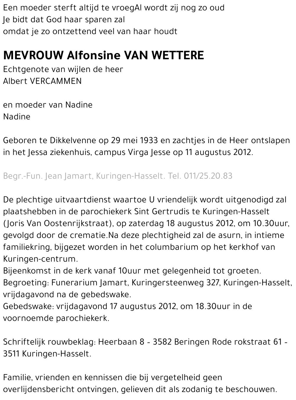 Alfonsine Van Wettere