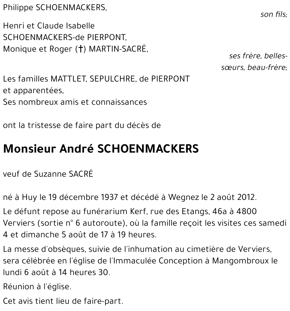 André SCHOENMACKERS