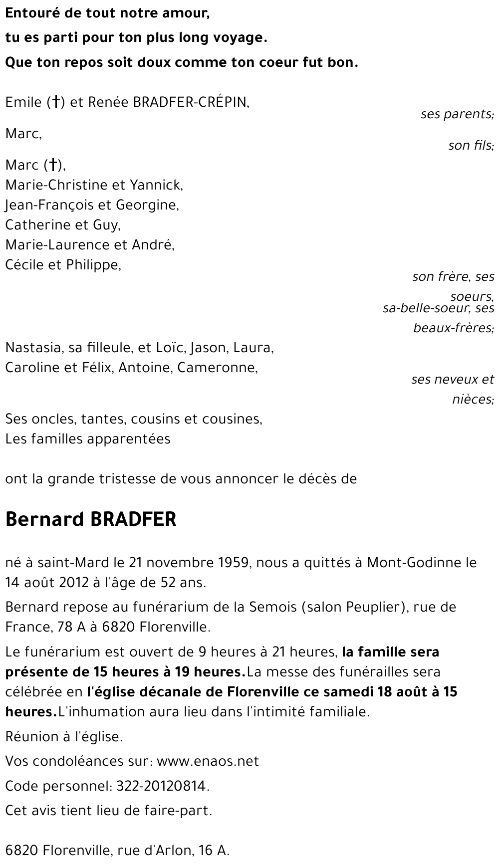 Bernard BRADFER