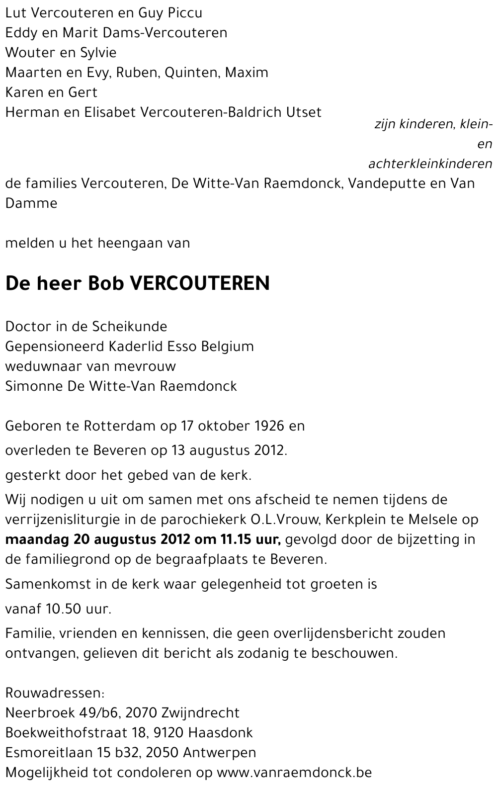 Bob VERCOUTEREN