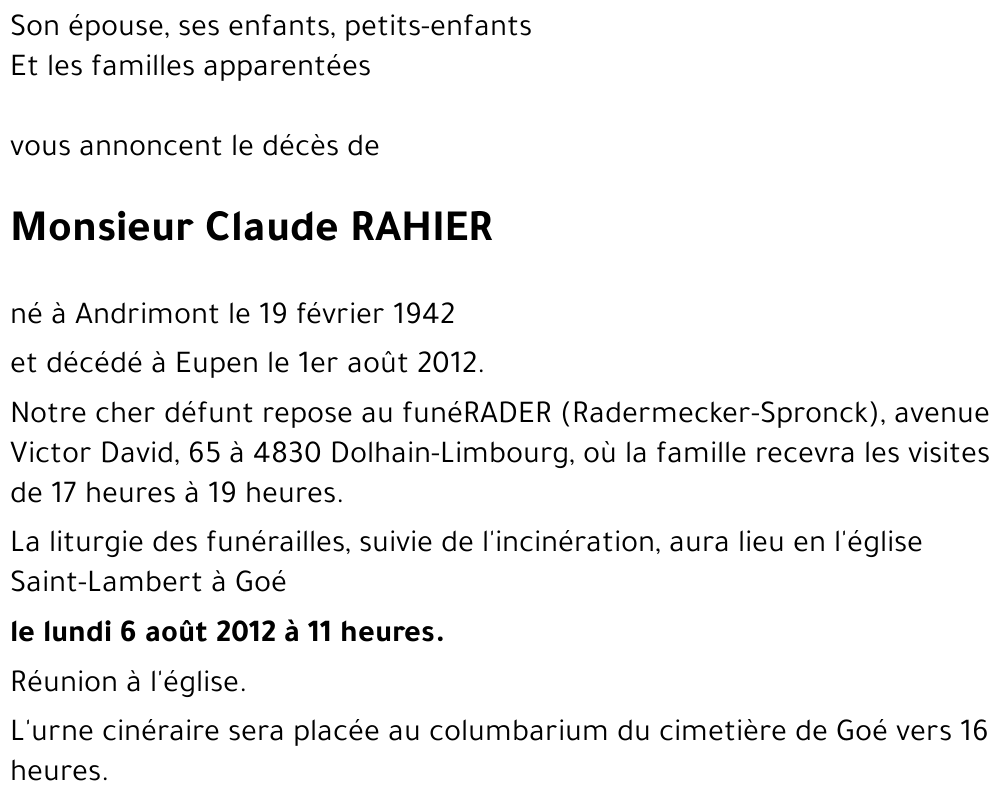 Claude RAHIER