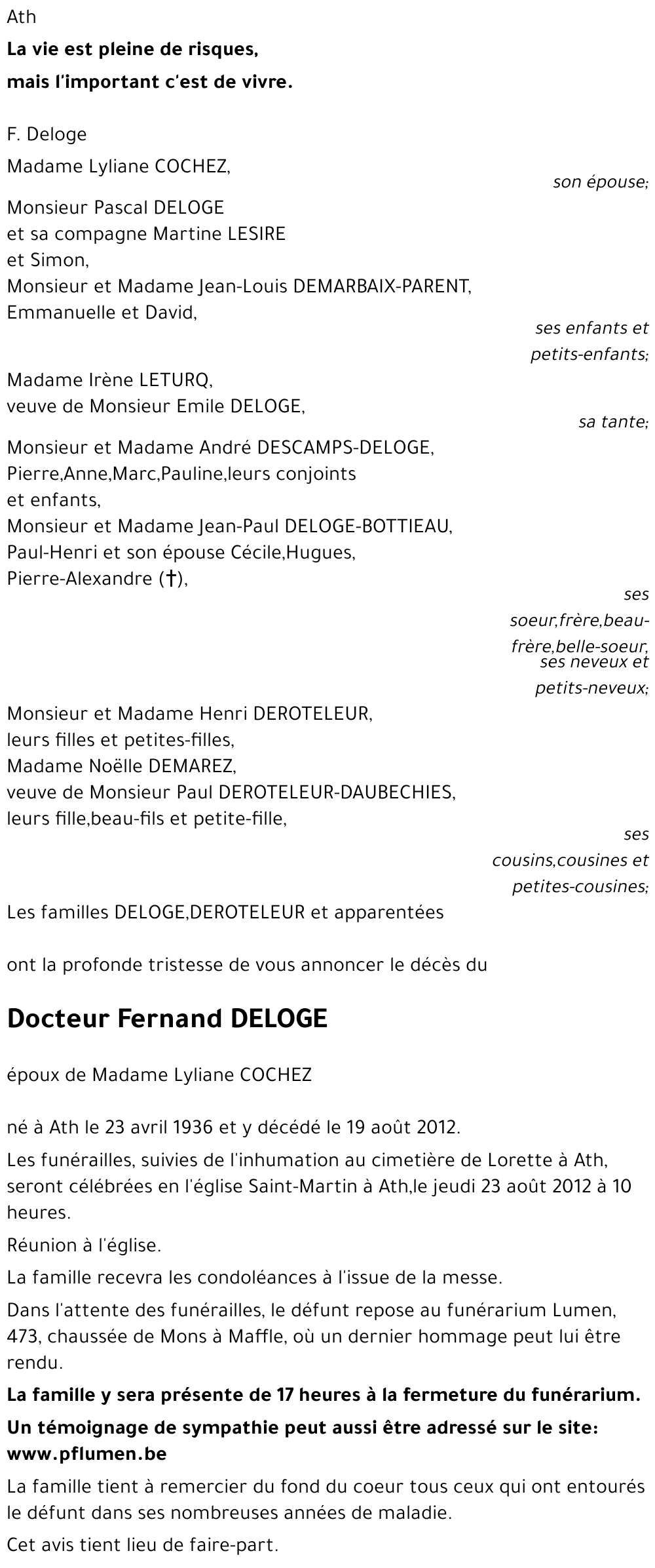 Docteur Fernand DELOGE
