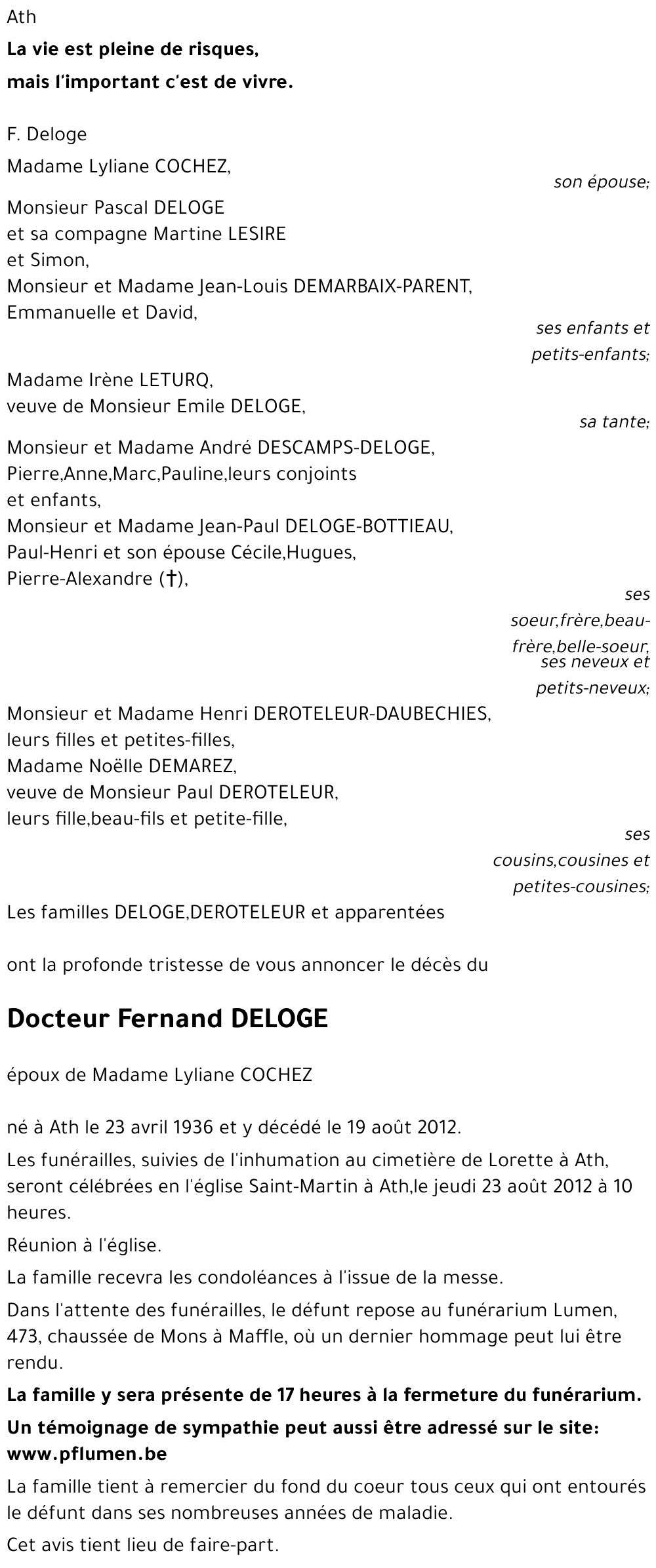 Docteur Fernand DELOGE