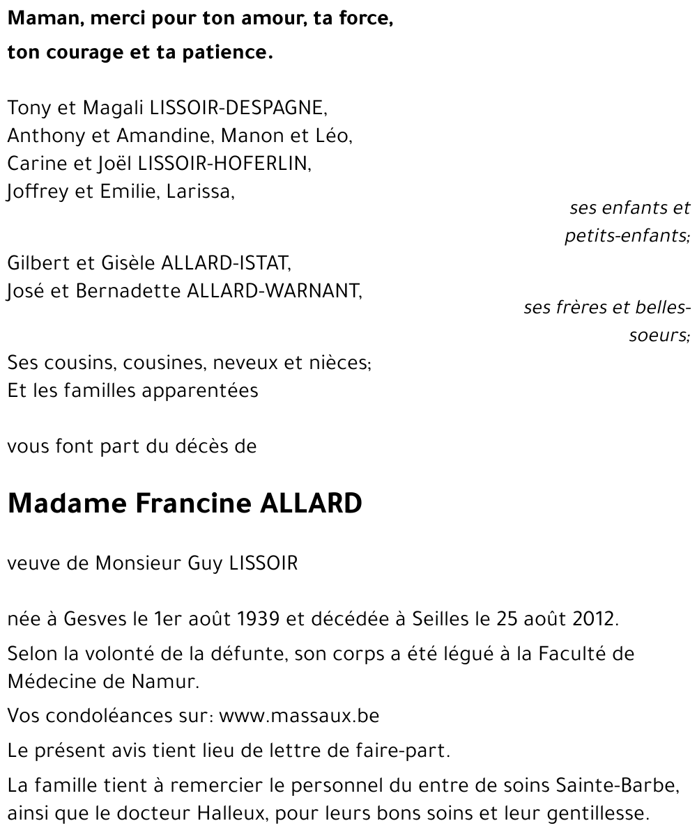 Francine ALLARD