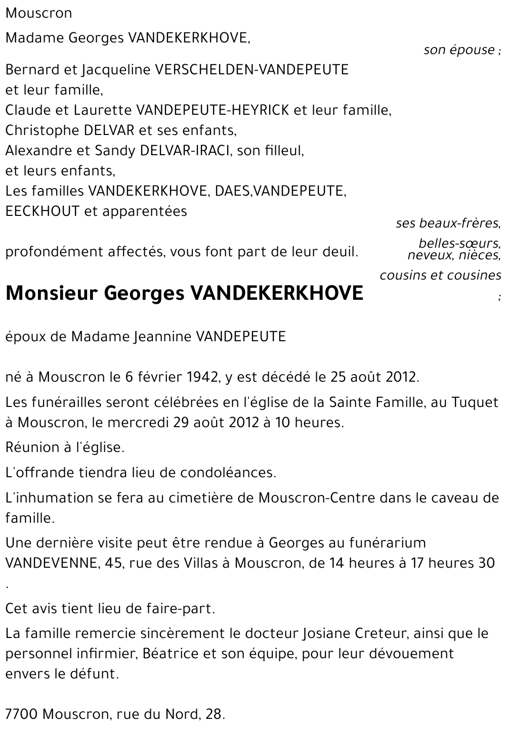 Georges VANDEKERKHOVE