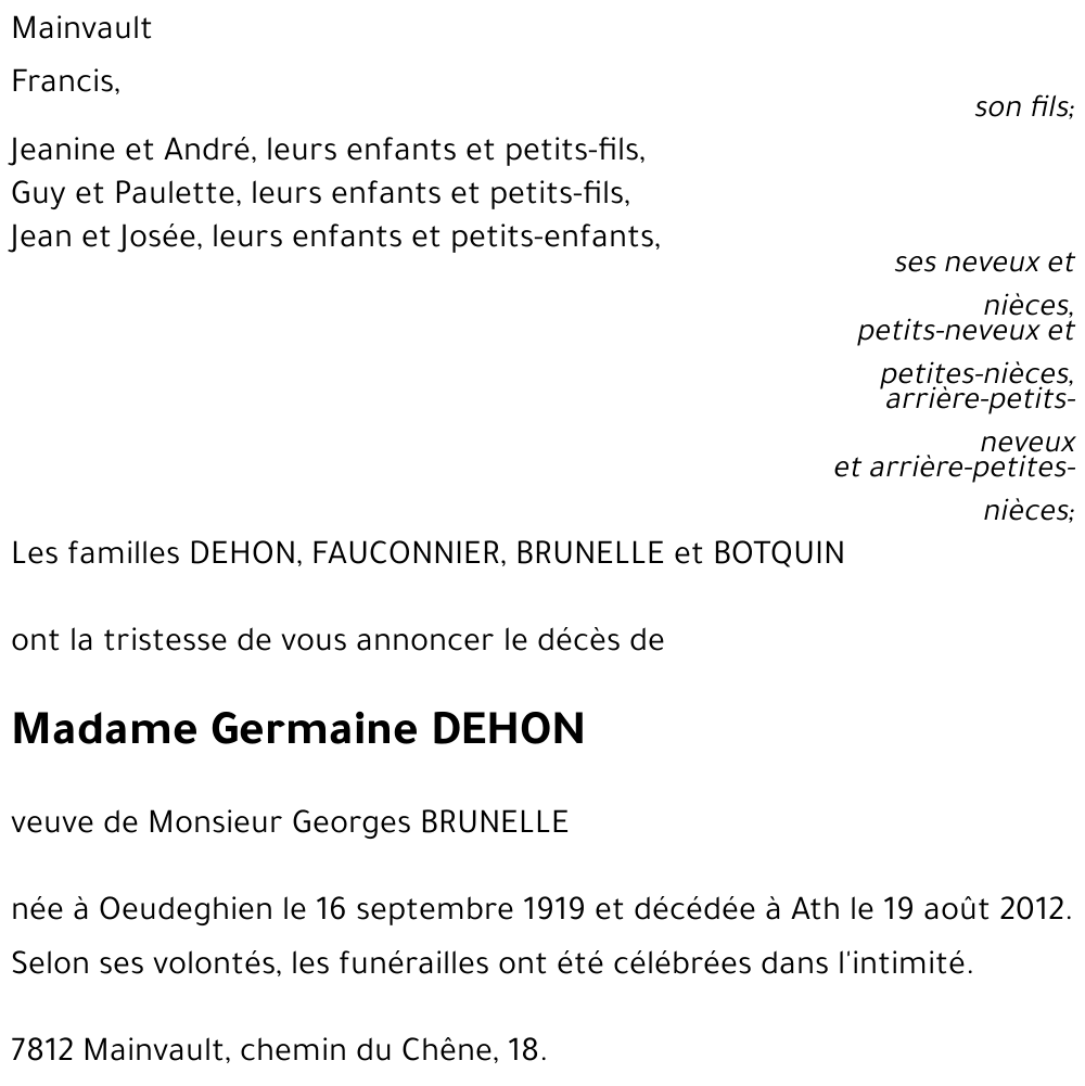 Germaine DEHON