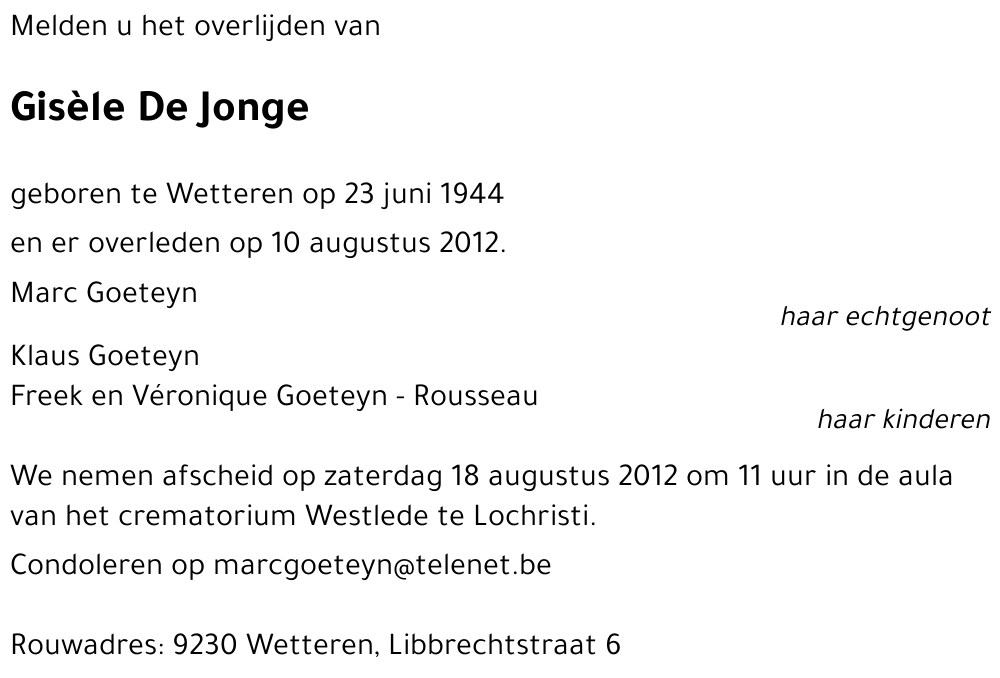 Gisèle De Jonge