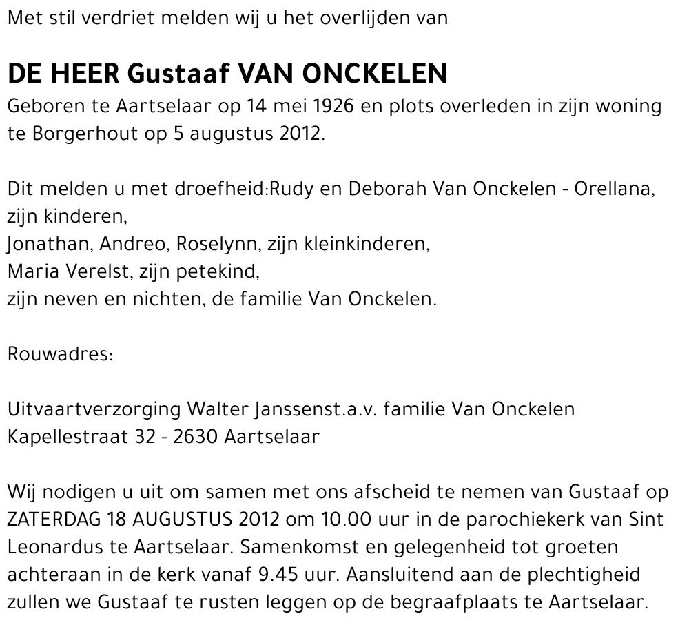 Gustavus Van Onckelen