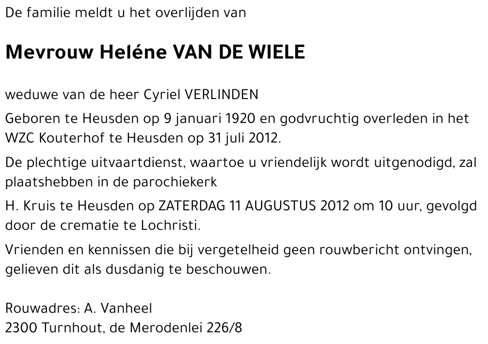 Heléne VAN DE WIELE