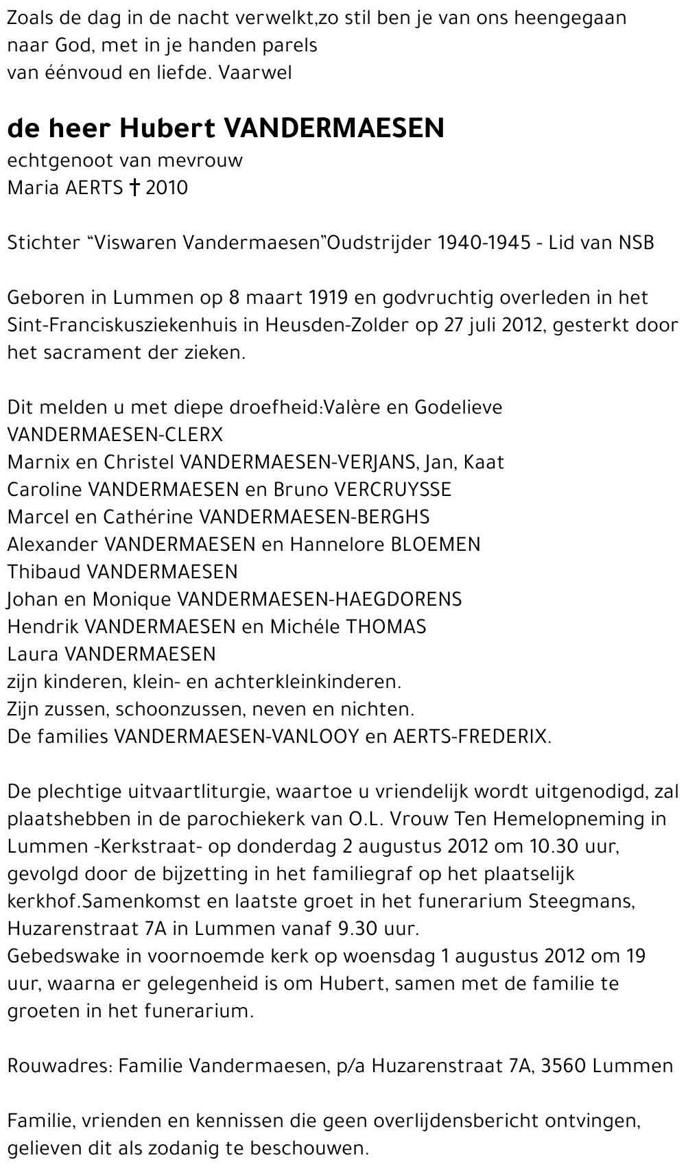 Hubert Vandermaesen