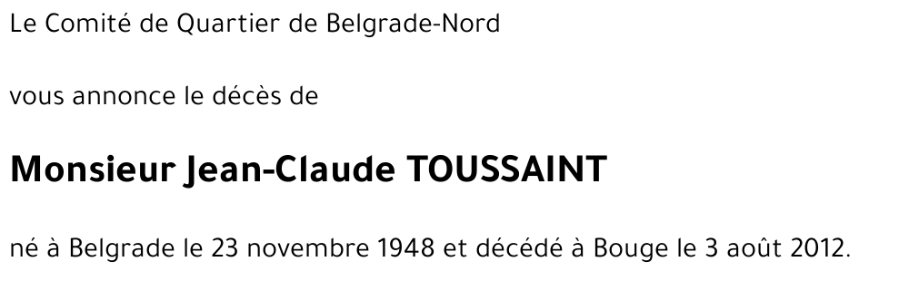 Jean-Claude TOUSSAINT