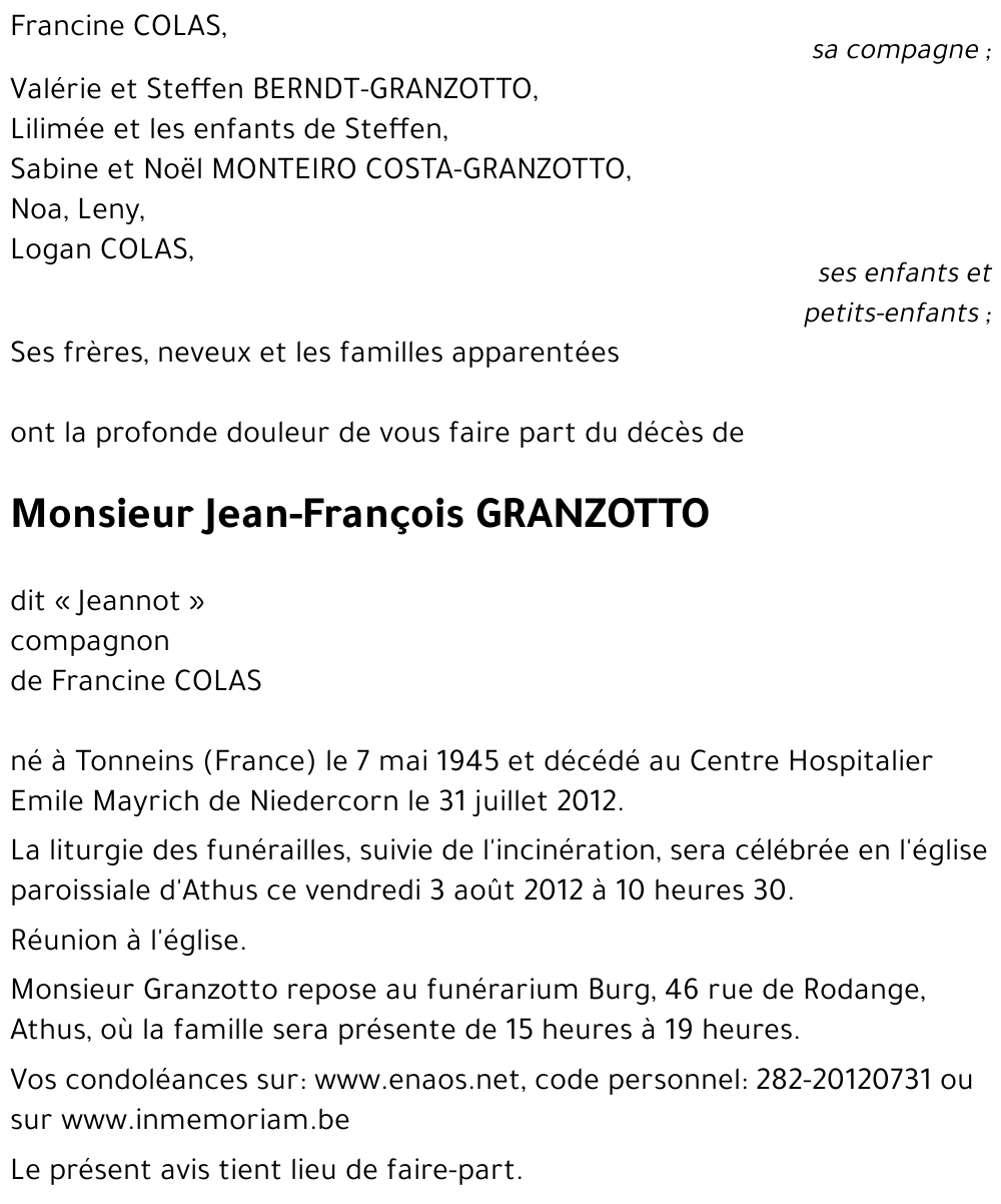 Jean-François GRANZOTTO