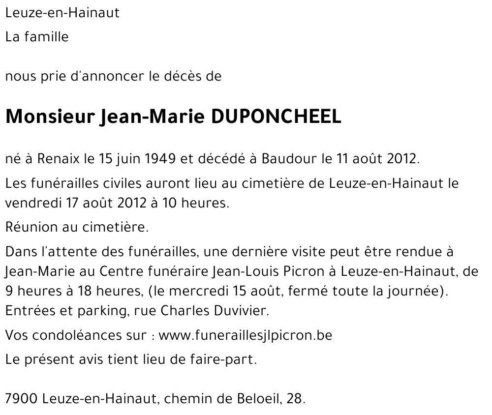 Jean-Marie DUPONCHEEL