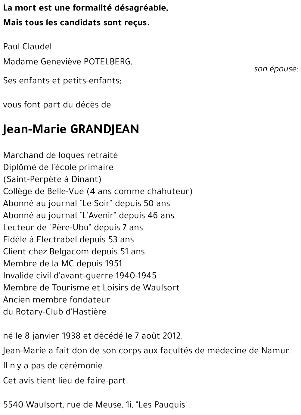 Jean-Marie GRANDJEAN