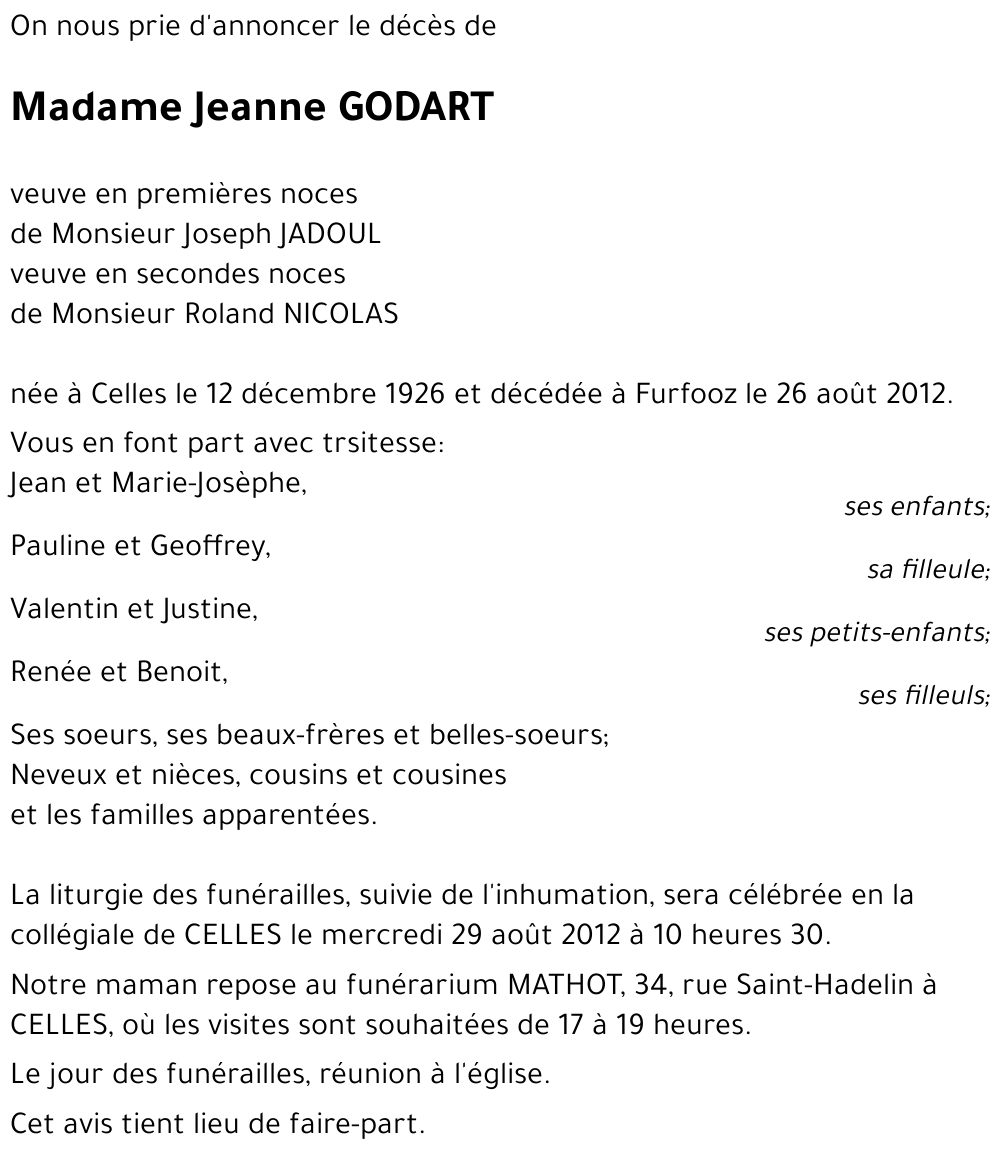 Jeanne GODART