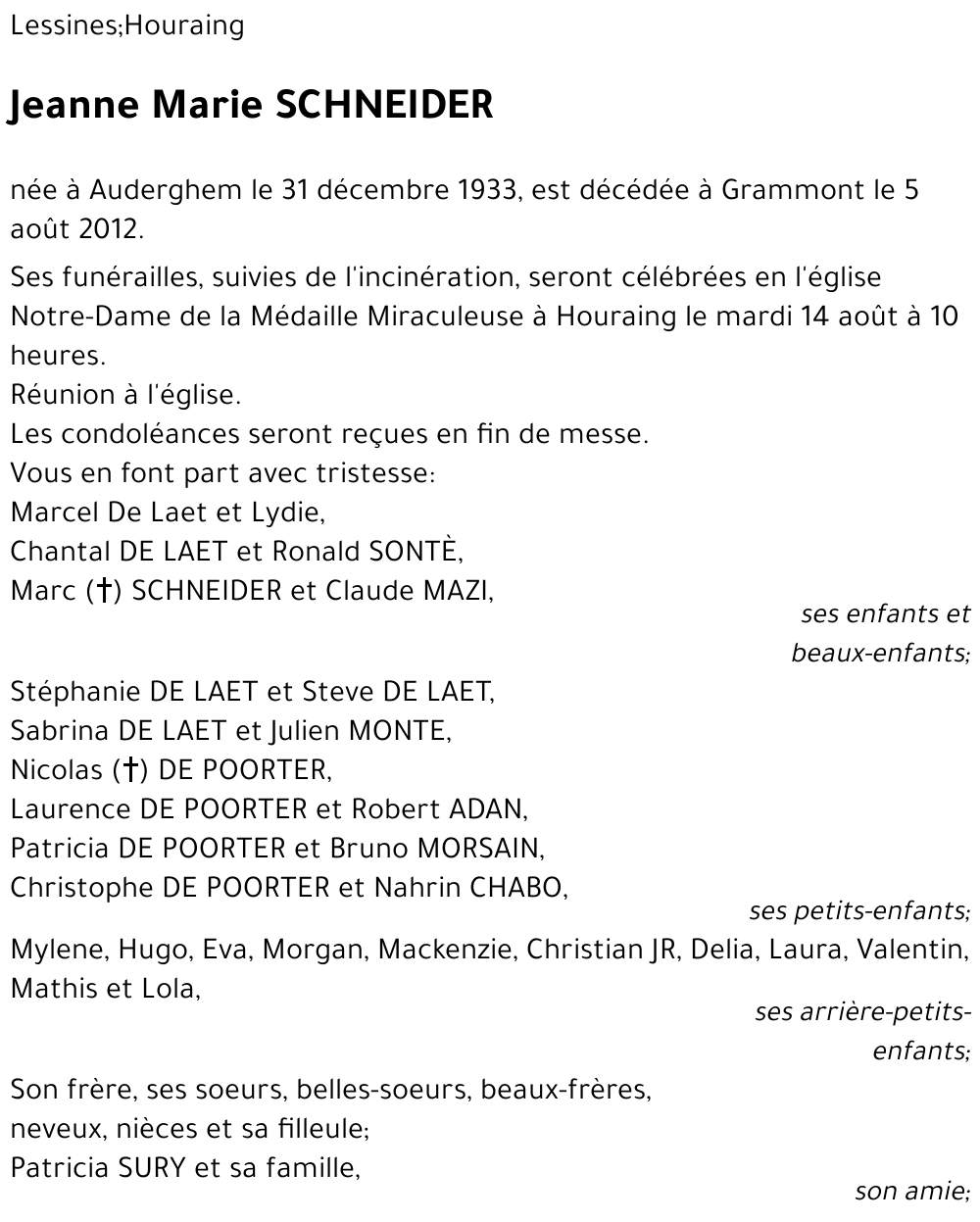 Jeanne Marie SCHNEIDER