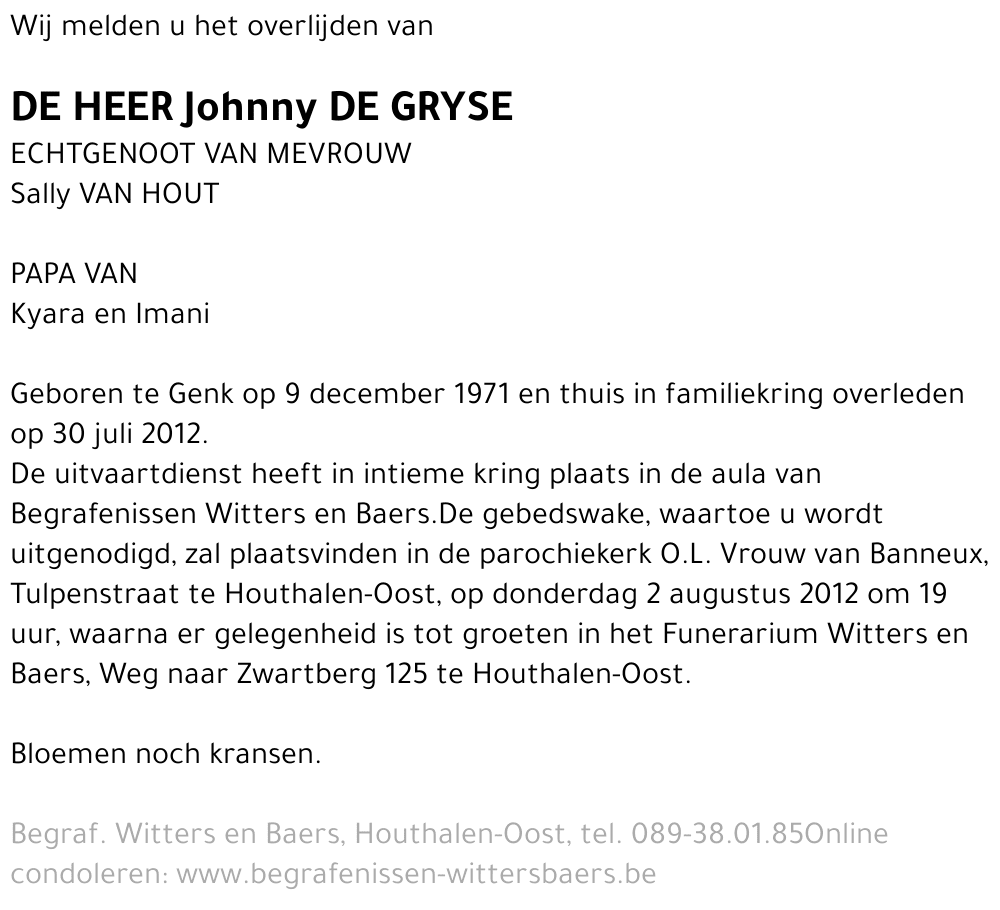 Johnny De Gryse