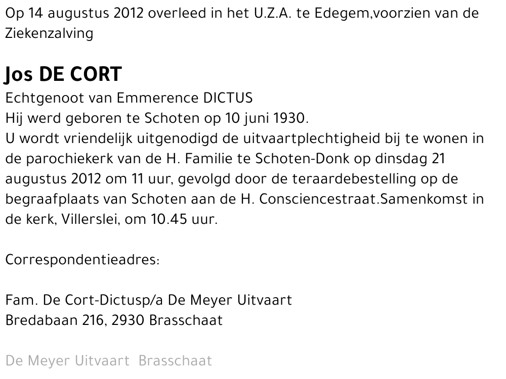 Jos De Cort
