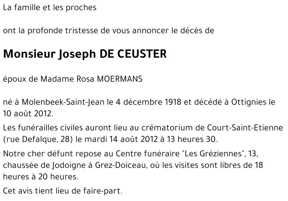 Joseph DE CEUSTER