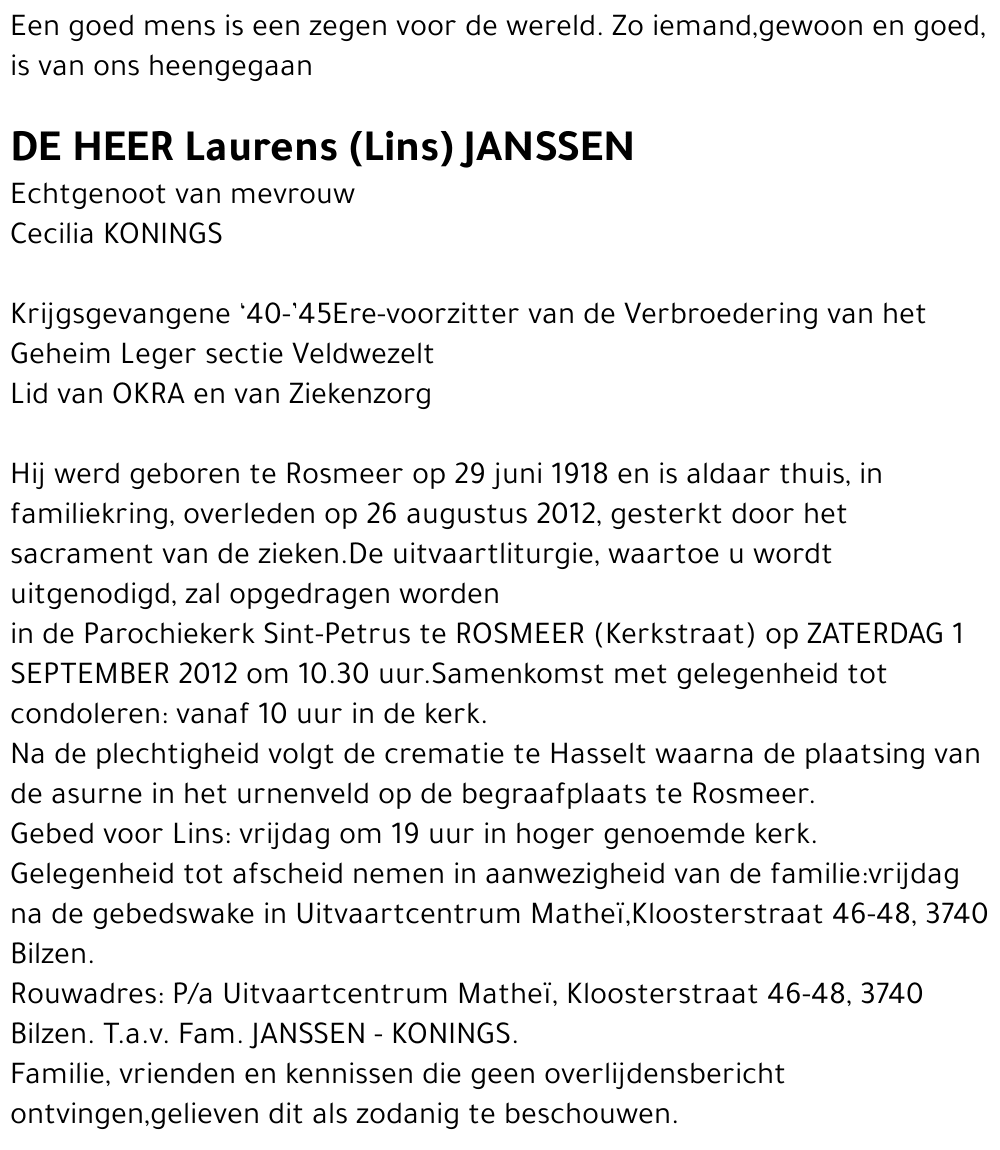 Laurens (Lins) JANSSEN