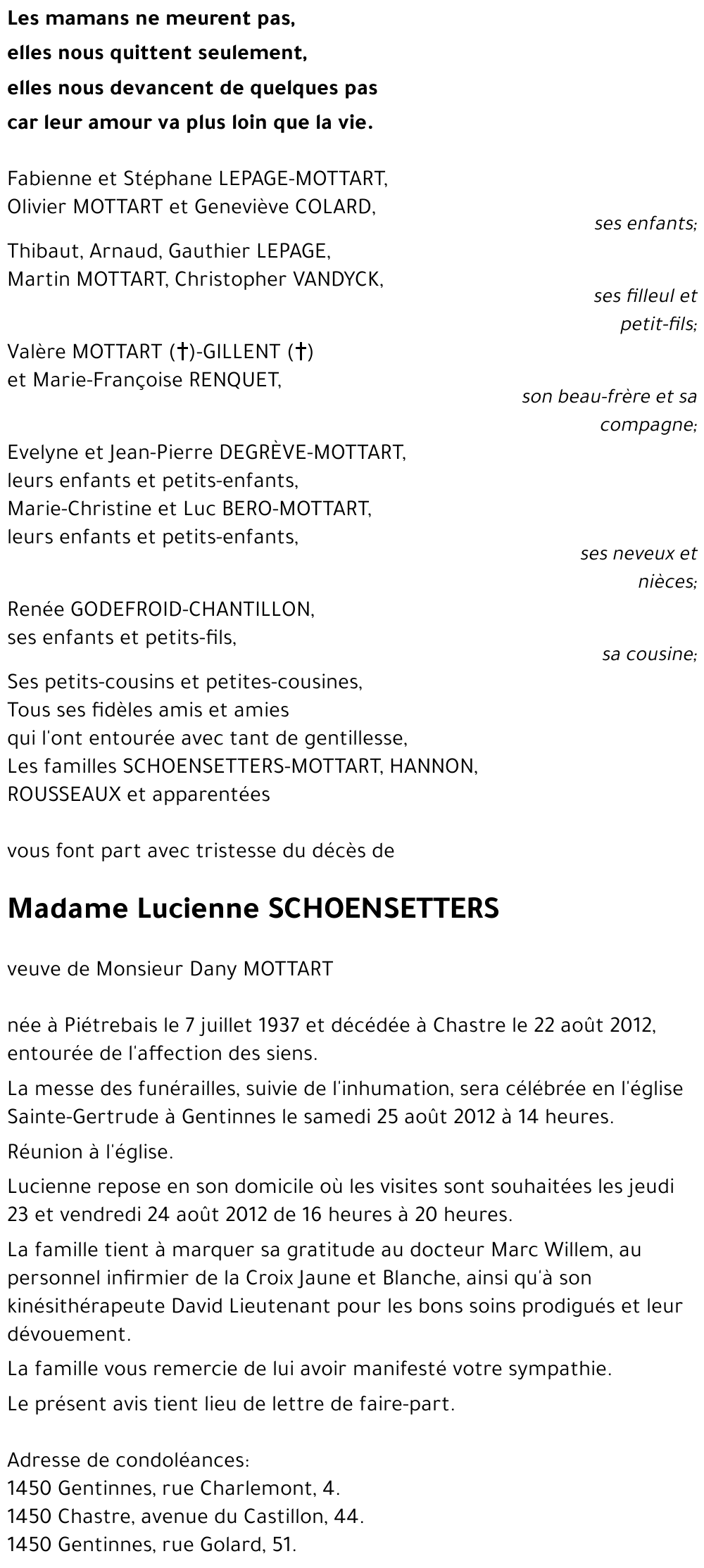 Lucienne SCHOENSETTERS