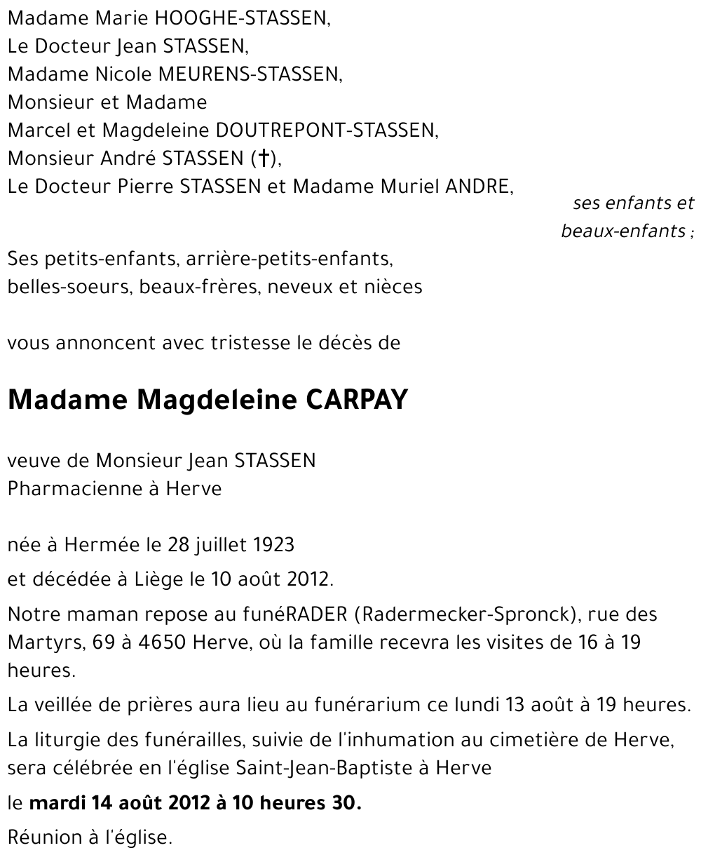Magdeleine CARPAY
