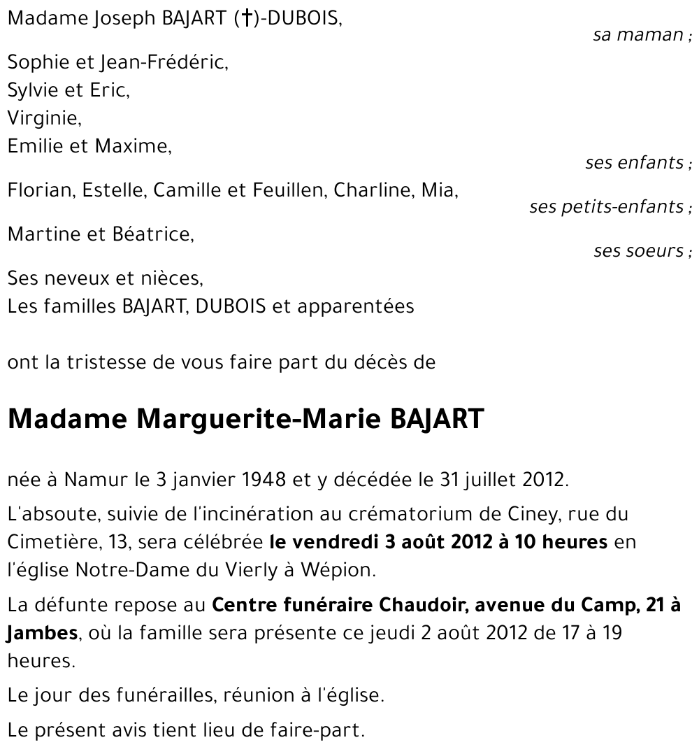 Marguerite-Marie BAJART