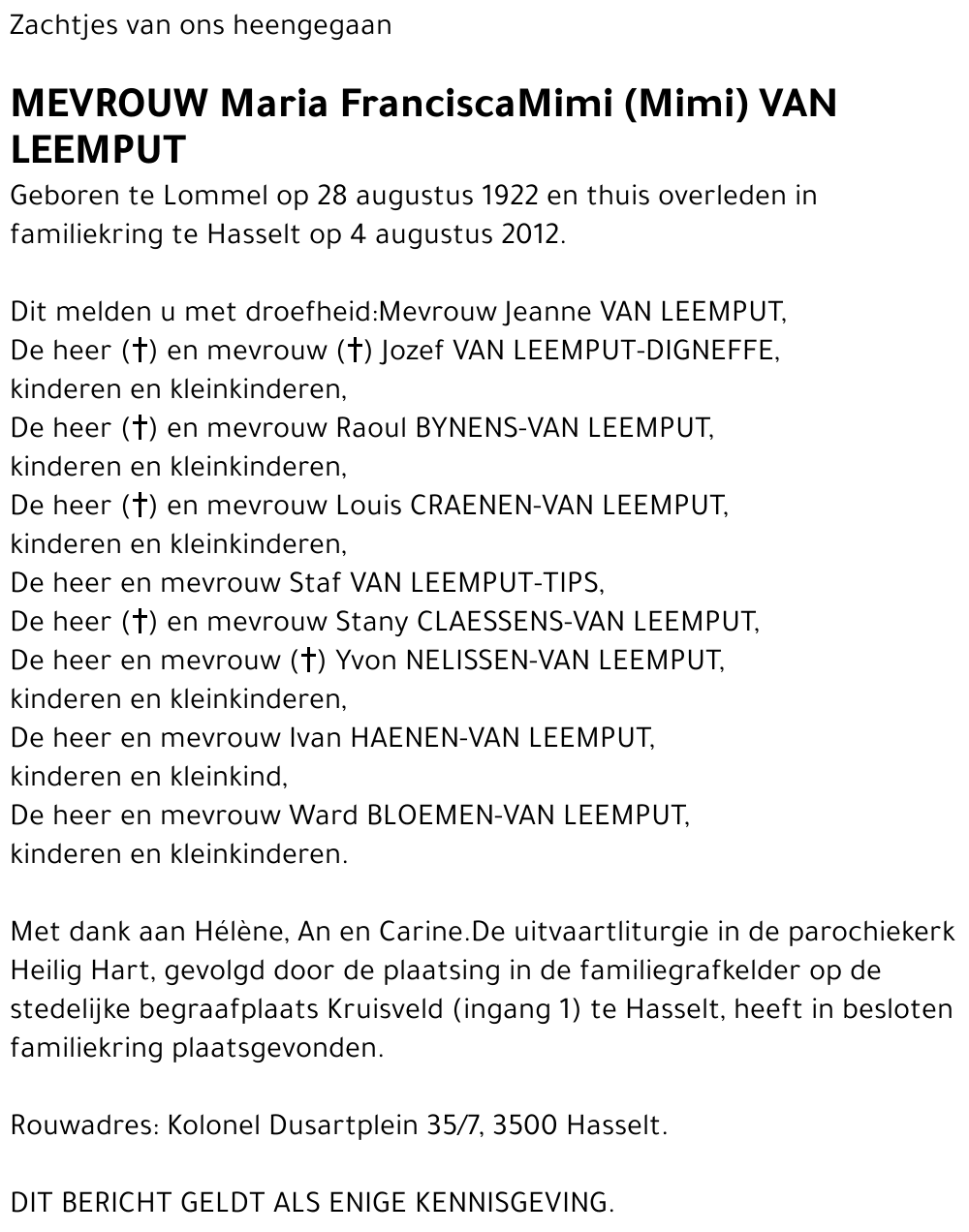 Maria Francisca Van Leemput