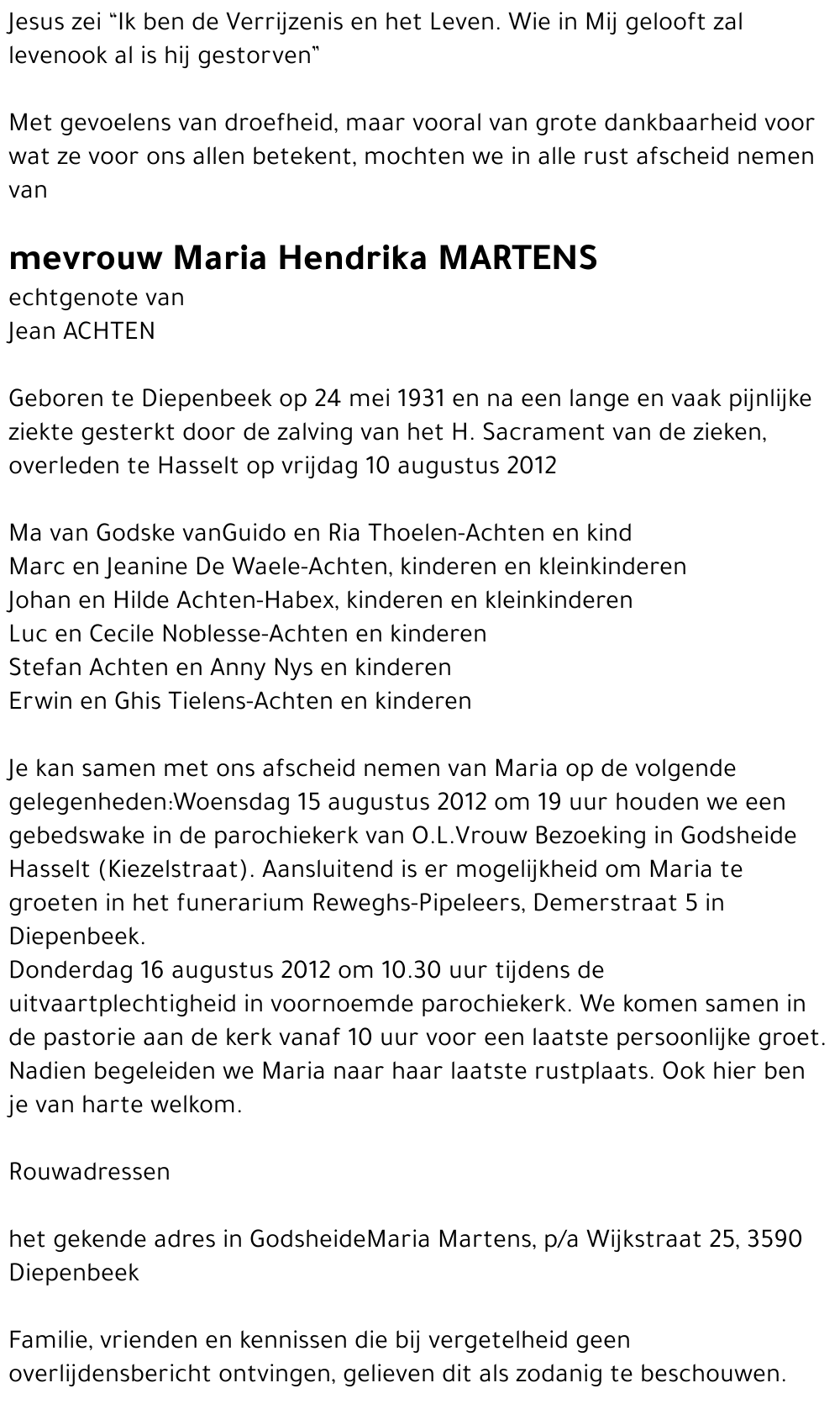 Maria Hendrika MARTENS