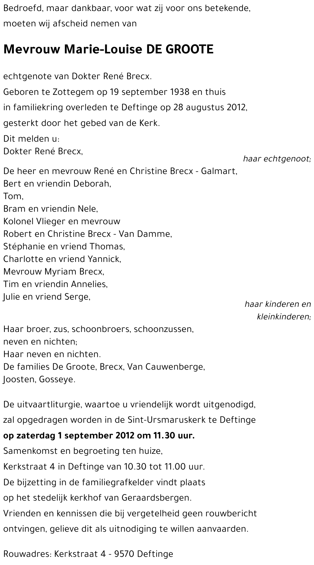 Marie-Louise DE GROOTE