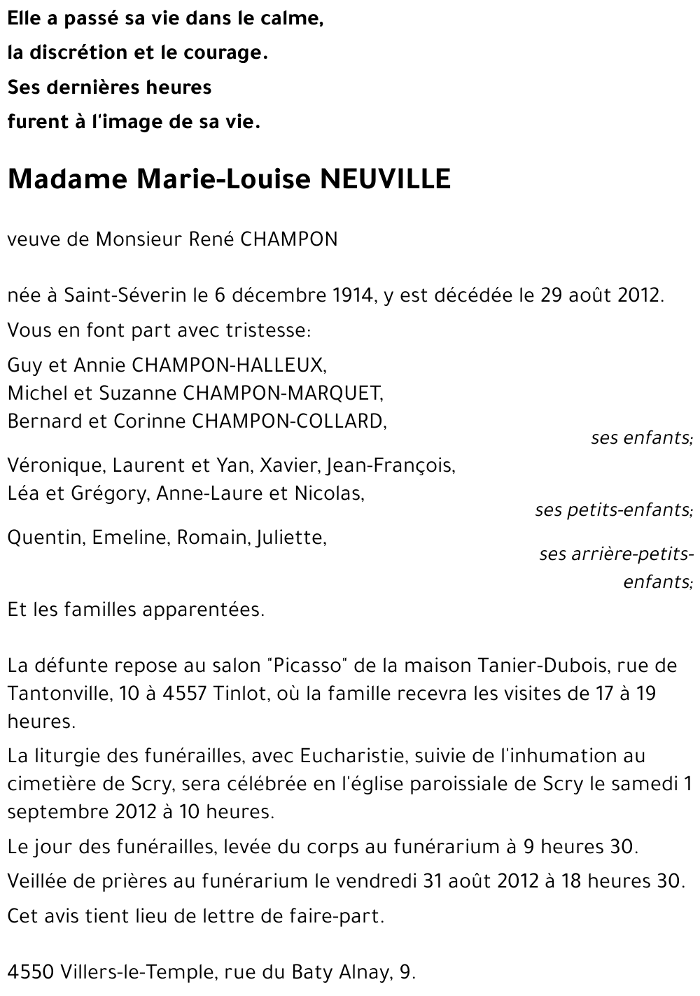 Marie-Louise NEUVILLE