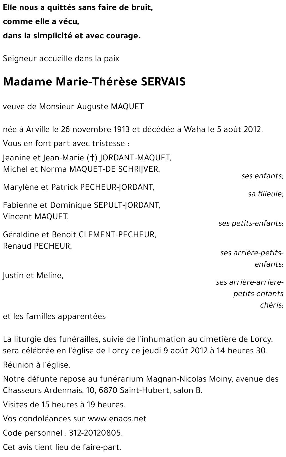 Marie-Thérèse SERVAIS