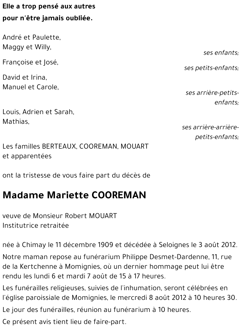 Mariette COOREMAN