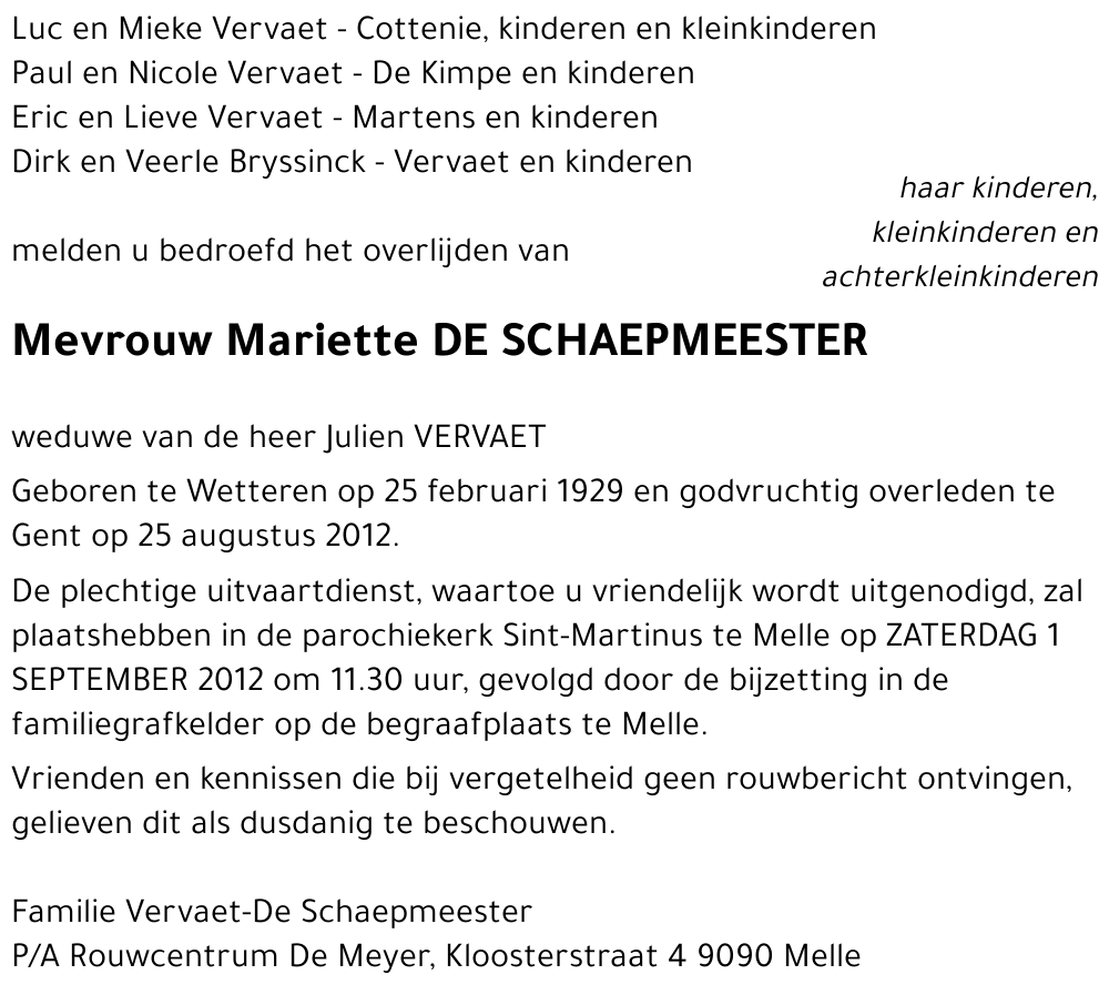 Mariette DE SCHAEPMEESTER