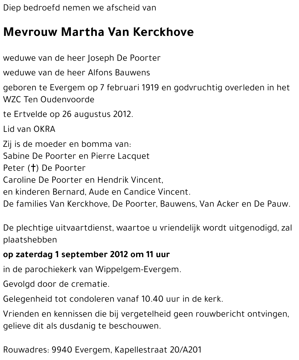 Martha Van Kerckhove