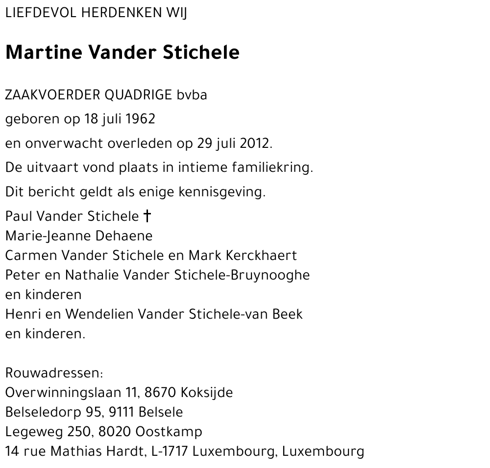 Martine VANDER STICHELE