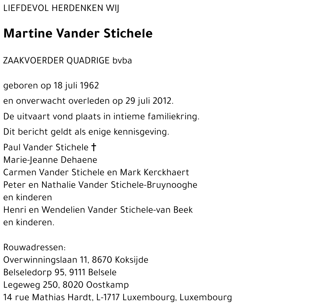 Martine VANDER STICHELE