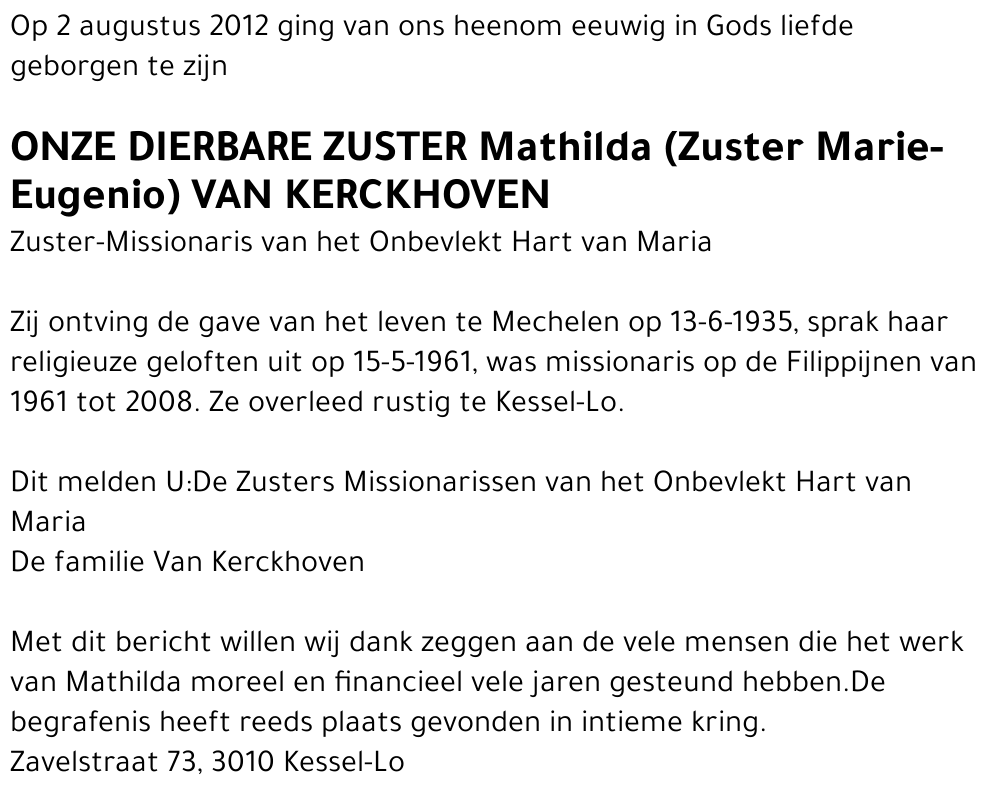 Mathilda Van Kerckhoven