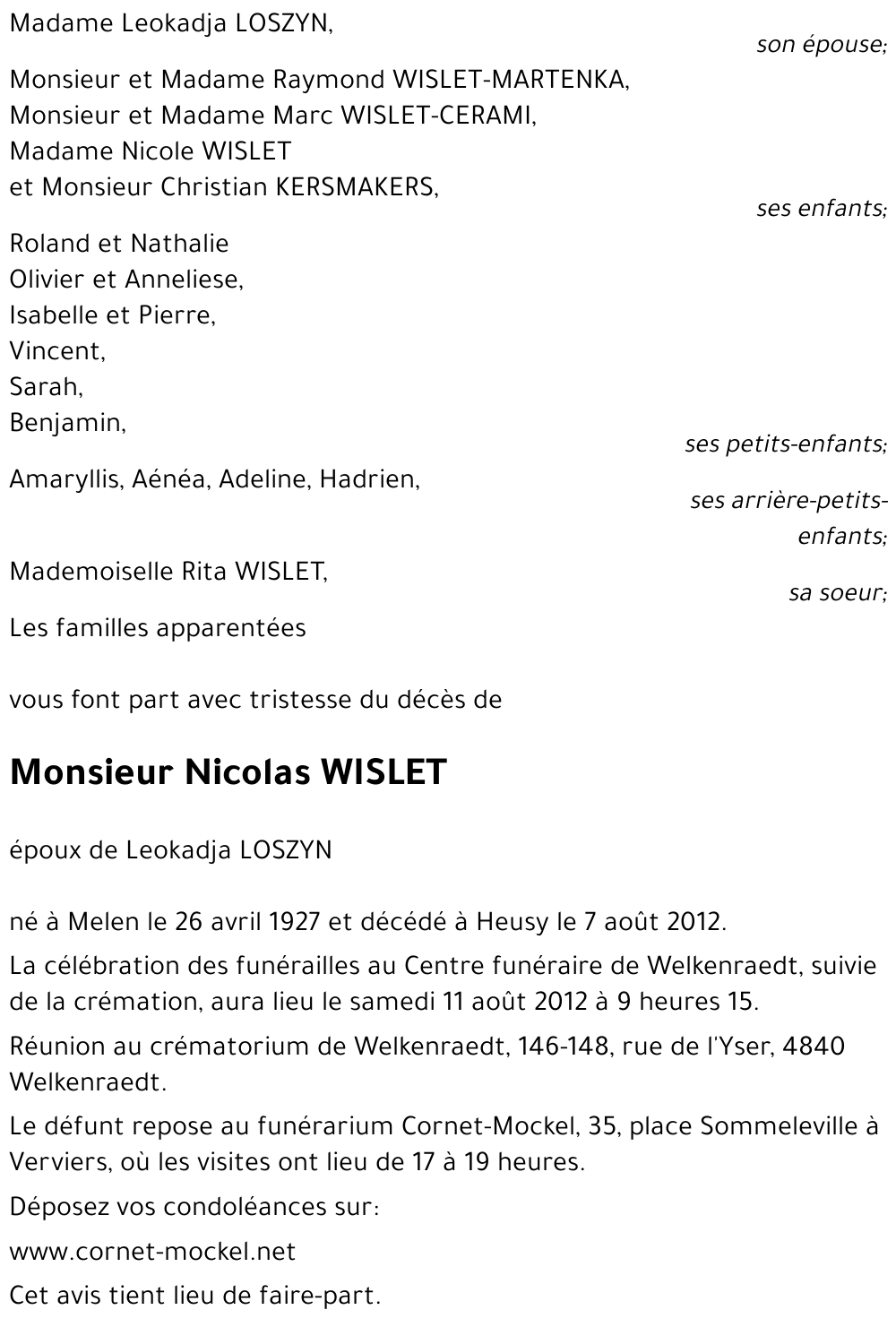 Nicolas WISLET
