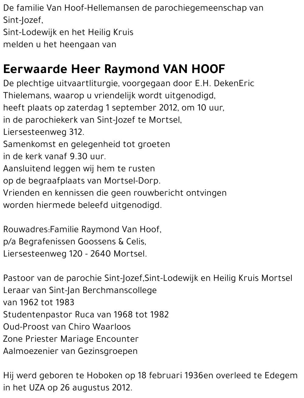 Raymond Van Hoof