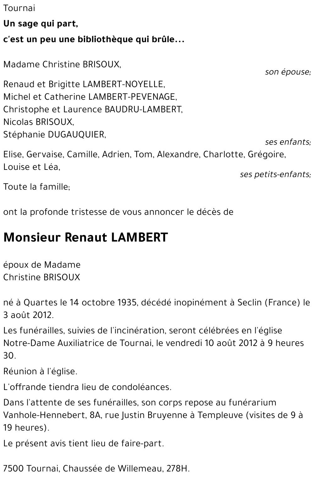 Renaut LAMBERT