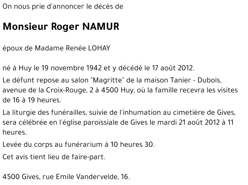 Roger NAMUR
