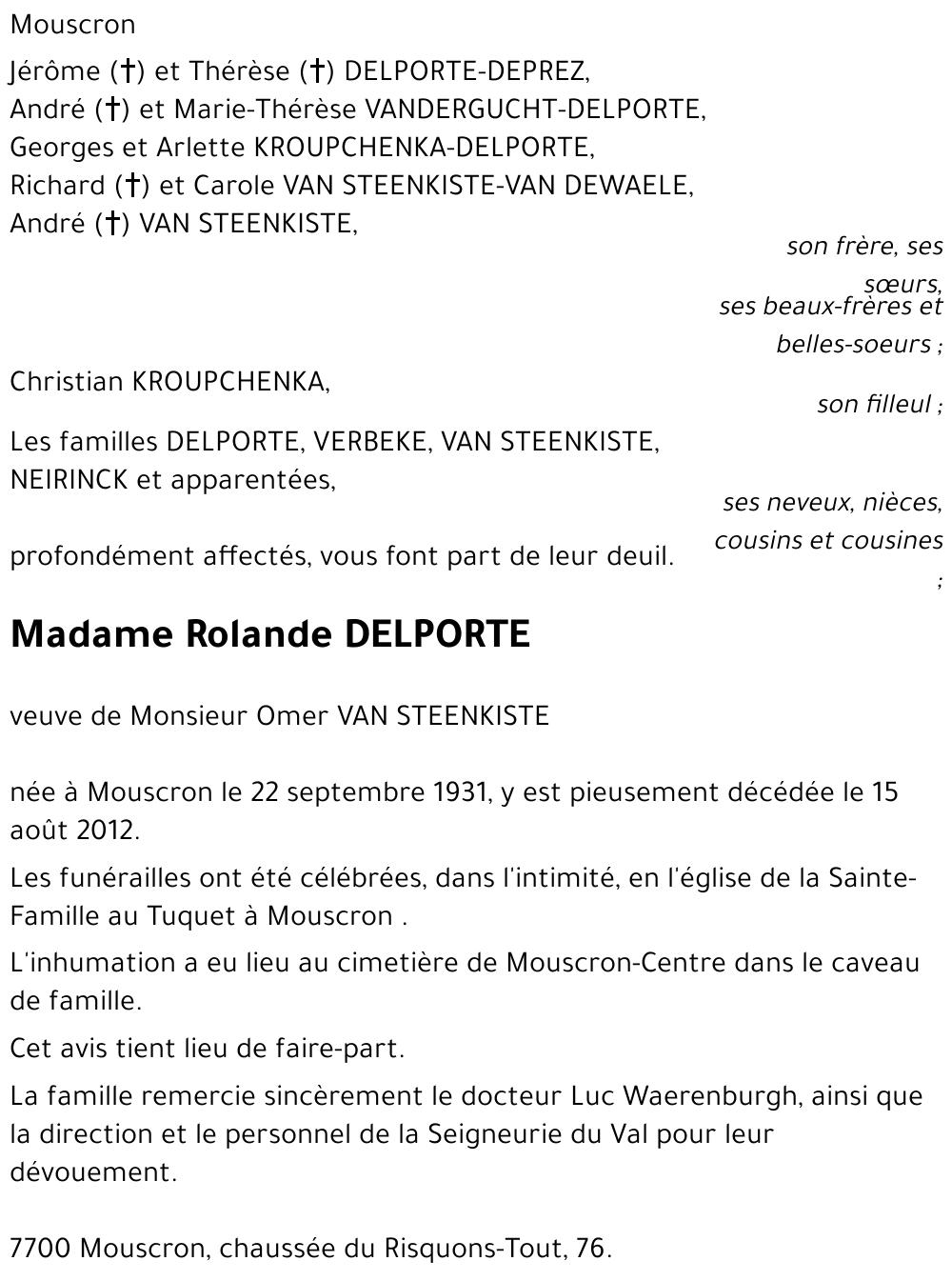 Rolande DELPORTE