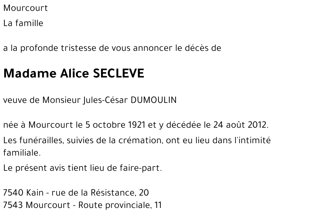 SECLEVE Alice