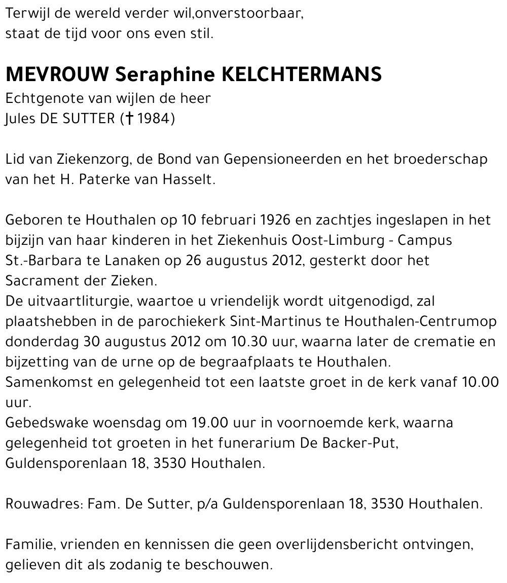 Seraphine KELCHTERMANS