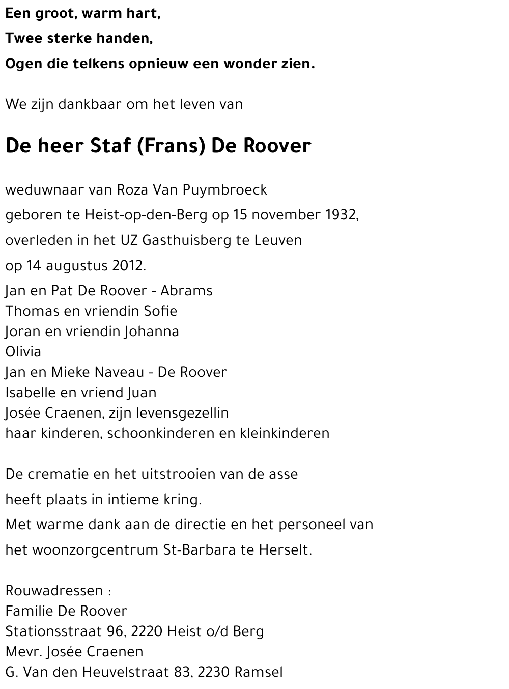 Staf DE ROOVER