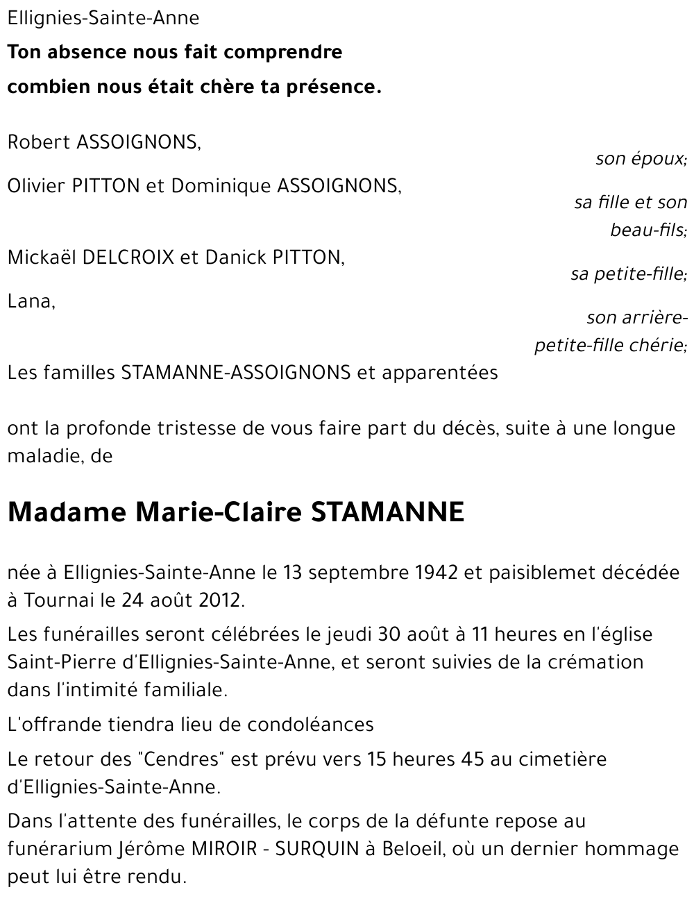 STAMANNE Marie-Claire