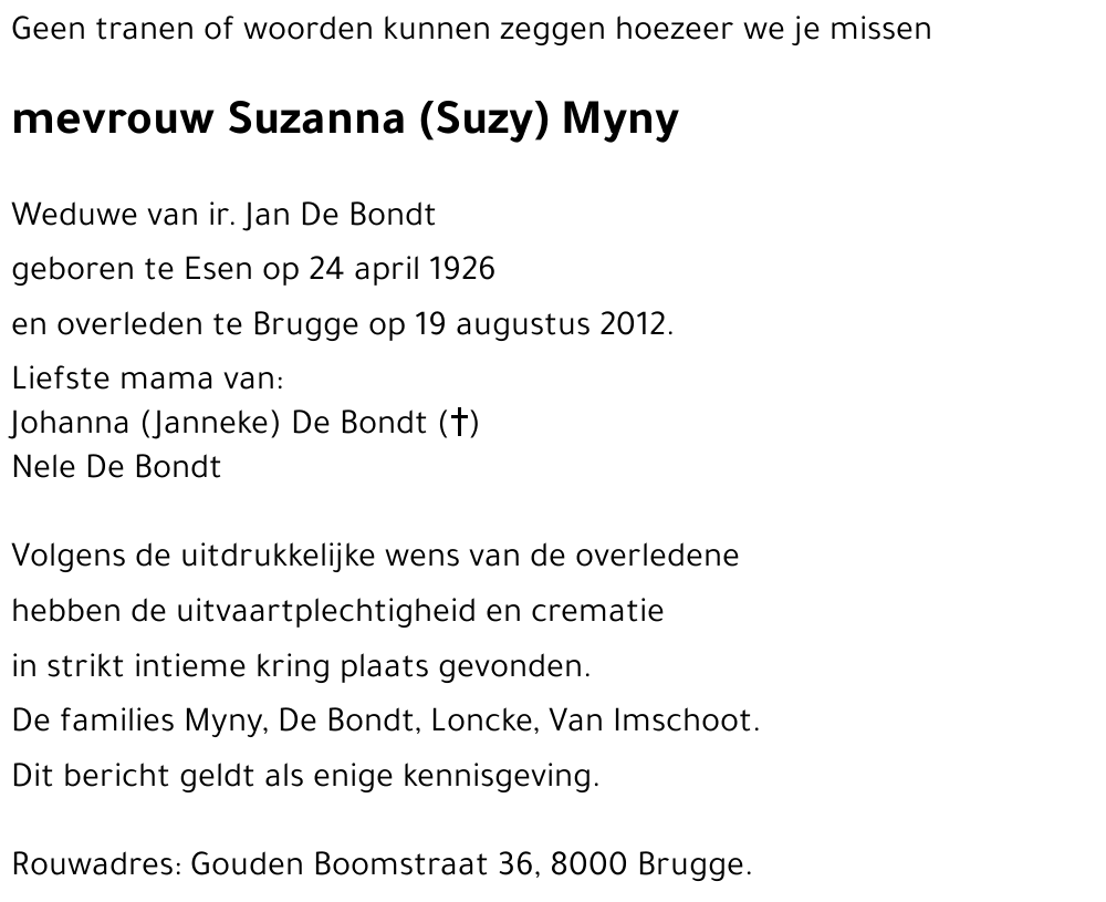 Suzanna (Suzy) Myny