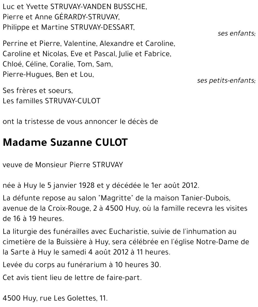 Suzanne CULOT