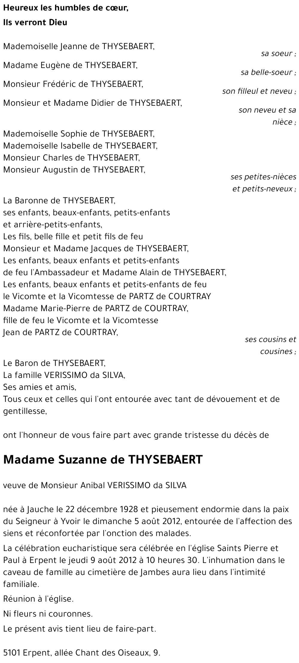 Suzanne de THYSEBAERT